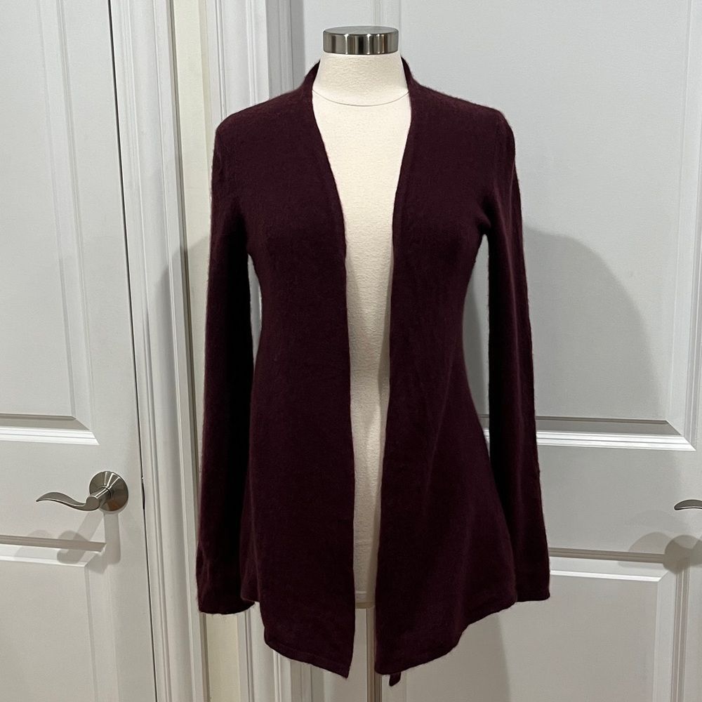 41 Hawthorne 100% Cashmere Leena Draped Maroon Cardigan Size Large - Picture 2 of 16